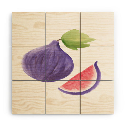 Intemporalis Fig Fruit Watercolor Painting Wood Wall Mural