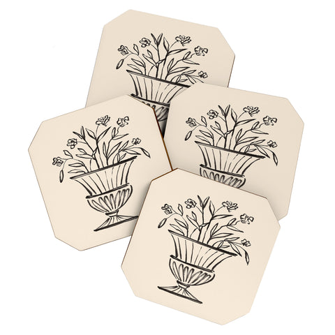 Intemporalis Garden Pot Antique Vase Flower Coaster Set