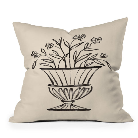 Intemporalis Garden Pot Antique Vase Flower Throw Pillow