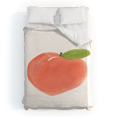 Intemporalis Peach Fruit Watercolor Painting Duvet Cover