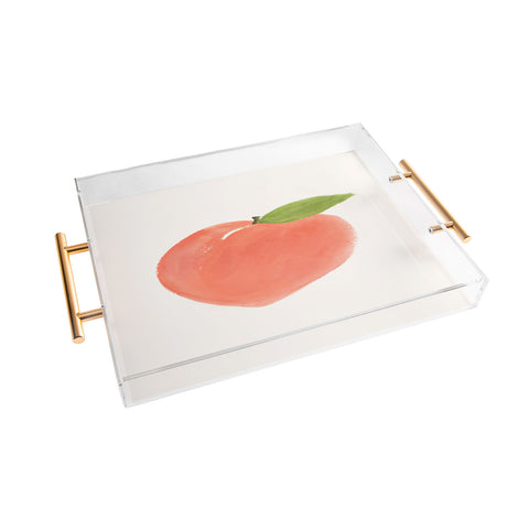 Intemporalis Peach Fruit Watercolor Painting Acrylic Tray