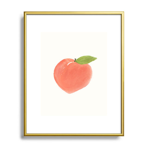 Intemporalis Peach Fruit Watercolor Painting Metal Framed Art Print