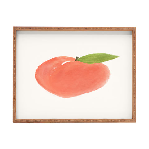 Intemporalis Peach Fruit Watercolor Painting Rectangular Tray