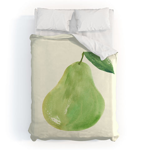 Intemporalis Pear Watercolor Illustration Duvet Cover