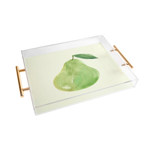 Intemporalis Pear Watercolor Illustration Acrylic Tray