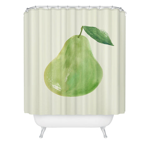 Intemporalis Pear Watercolor Illustration Shower Curtain
