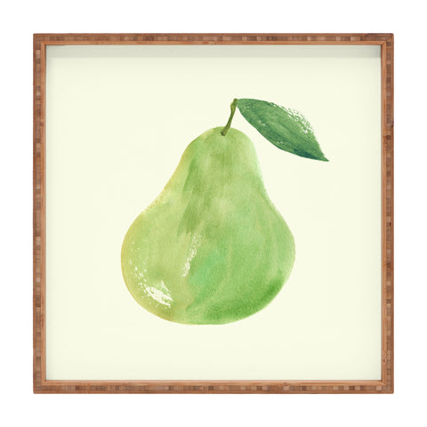 Intemporalis Pear Watercolor Illustration Square Tray
