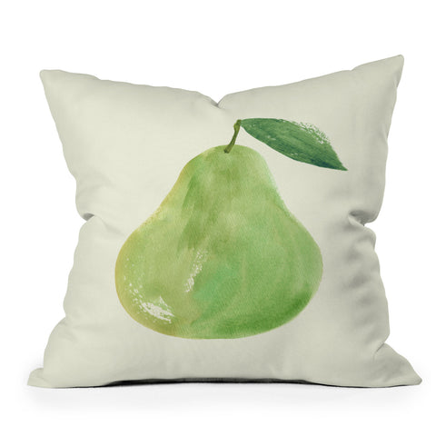 Intemporalis Pear Watercolor Illustration Throw Pillow