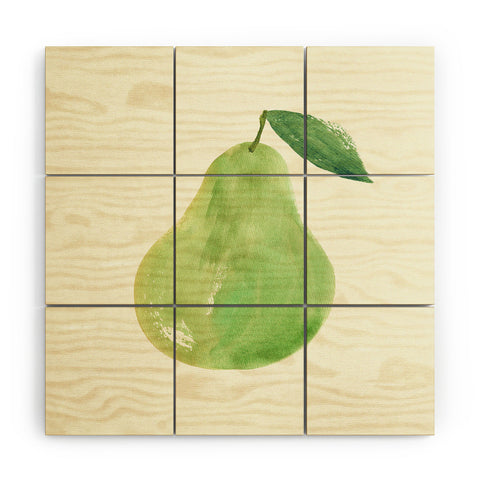Intemporalis Pear Watercolor Illustration Wood Wall Mural