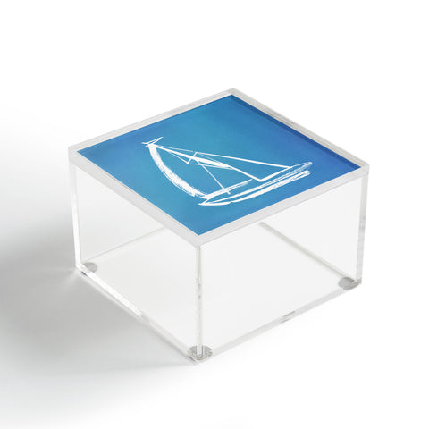 Intemporalis Sailboat Drawing Blue Acrylic Box