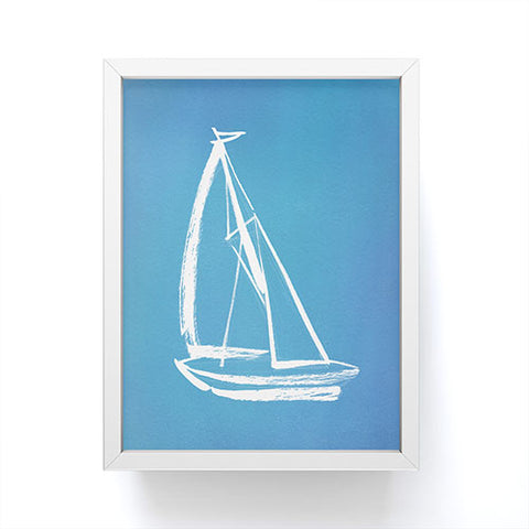 Intemporalis Sailboat Drawing Blue Framed Mini Art Print