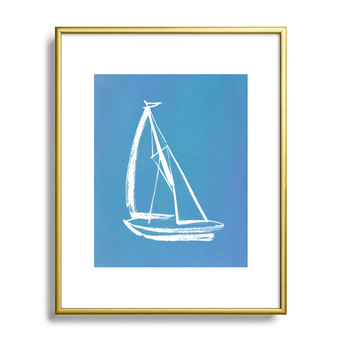 Intemporalis Sailboat Drawing Blue Metal Framed Art Print