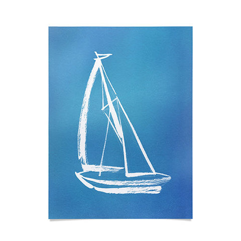 Intemporalis Sailboat Drawing Blue Poster