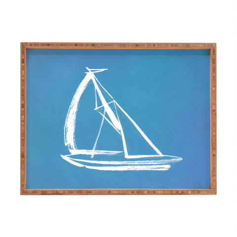 Intemporalis Sailboat Drawing Blue Rectangular Tray
