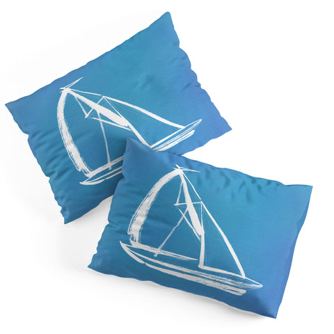 Intemporalis Sailboat Drawing Blue Pillow Shams