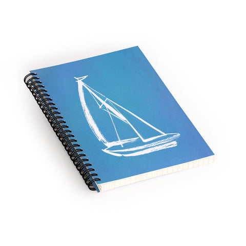 Intemporalis Sailboat Drawing Blue Spiral Notebook
