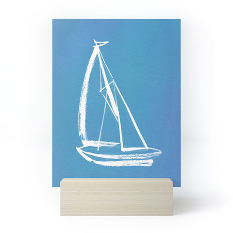 Intemporalis Sailboat Drawing Blue Mini Art Print