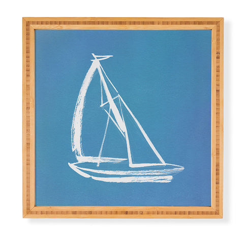 Intemporalis Sailboat Drawing Blue Framed Wall Art
