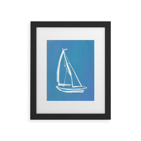 Intemporalis Sailboat Drawing Blue Framed Art Print
