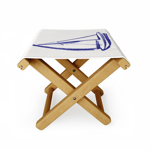 Intemporalis Sailboat Drawing Blue White Folding Stool