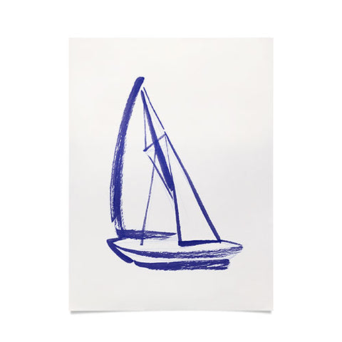 Intemporalis Sailboat Drawing Blue White Poster