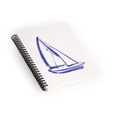 Intemporalis Sailboat Drawing Blue White Spiral Notebook