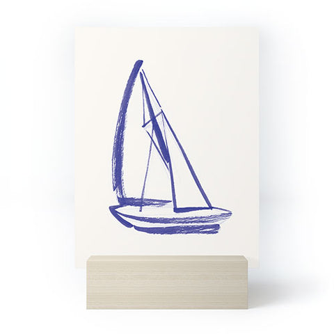 Intemporalis Sailboat Drawing Blue White Mini Art Print