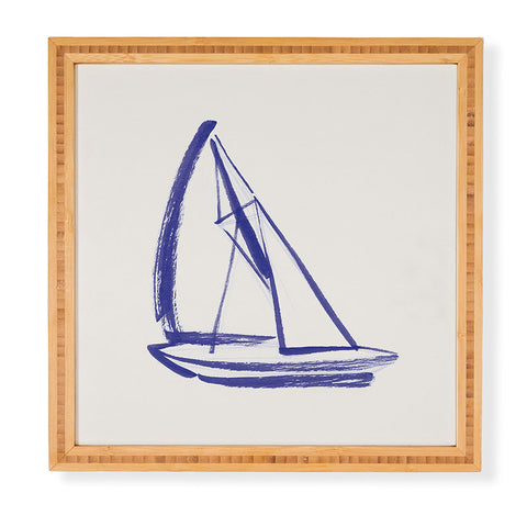 Intemporalis Sailboat Drawing Blue White Framed Wall Art