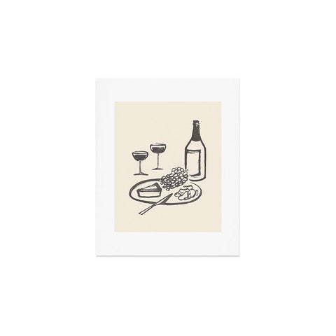 Intemporalis Wine and Cheese Aperitivo BW Art Print