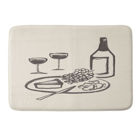 Intemporalis Wine and Cheese Aperitivo BW Memory Foam Bath Mat