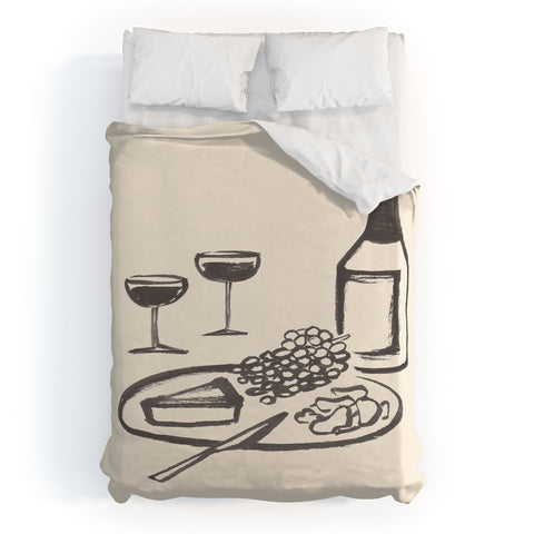 Intemporalis Wine and Cheese Aperitivo BW Duvet Cover