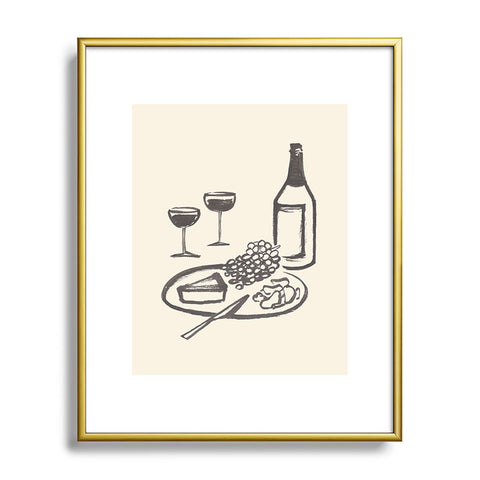 Intemporalis Wine and Cheese Aperitivo BW Metal Framed Art Print