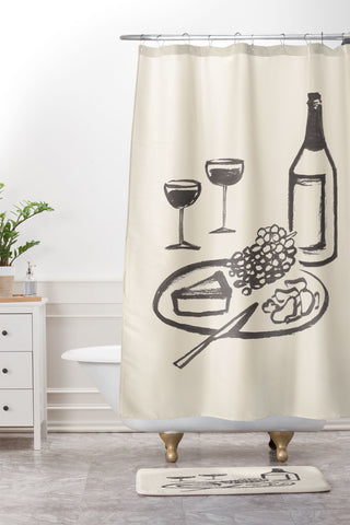 Intemporalis Wine and Cheese Aperitivo BW Shower Curtain And Mat