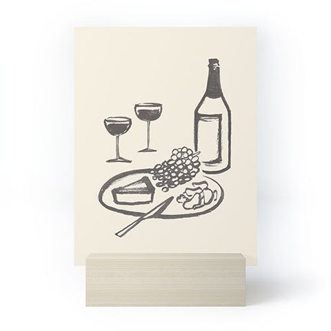 Intemporalis Wine and Cheese Aperitivo BW Mini Art Print
