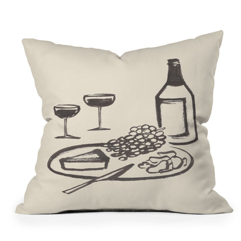 Intemporalis Wine and Cheese Aperitivo BW Outdoor Throw Pillow