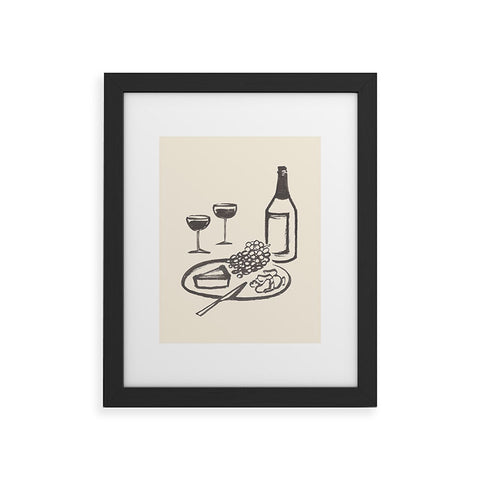 Intemporalis Wine and Cheese Aperitivo BW Framed Art Print