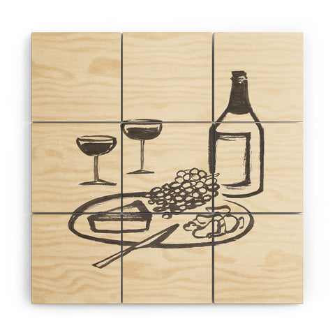 Intemporalis Wine and Cheese Aperitivo BW Wood Wall Mural