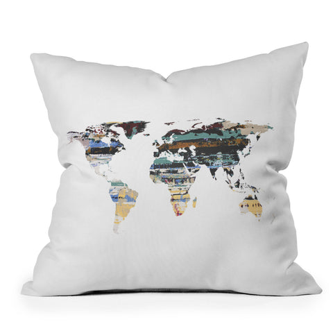 Irena Orlov Painted World Map I Outdoor Throw Pillow