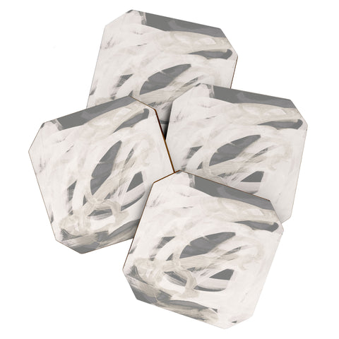 Iris Lehnhardt abstract brushstrokes neutral Coaster Set