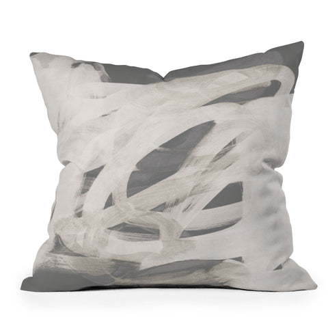 Iris Lehnhardt abstract brushstrokes neutral Outdoor Throw Pillow