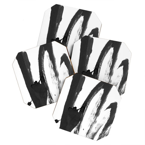 Iris Lehnhardt b and w strokes 4 Coaster Set
