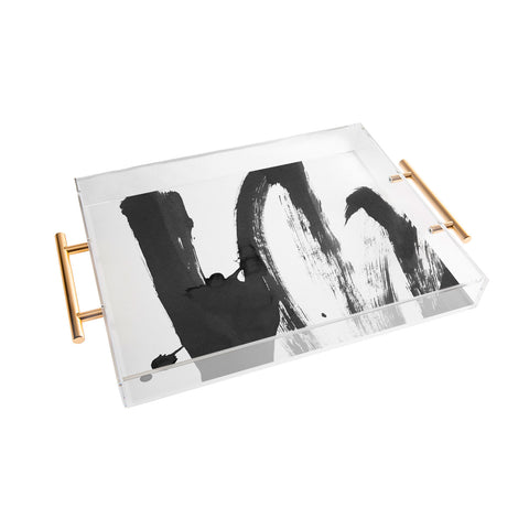 Iris Lehnhardt b and w strokes 4 Acrylic Tray