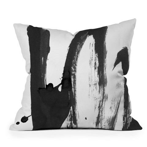 Iris Lehnhardt b and w strokes 4 Outdoor Throw Pillow