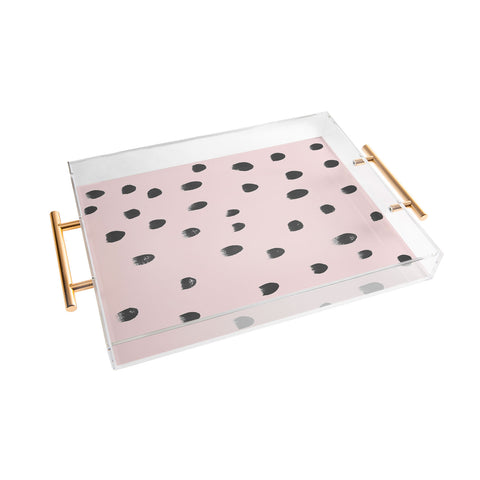 Iris Lehnhardt dots on pink Acrylic Tray
