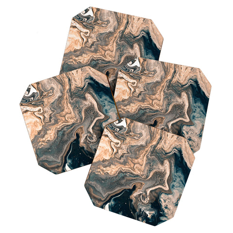 Iris Lehnhardt marble copper and blue Coaster Set