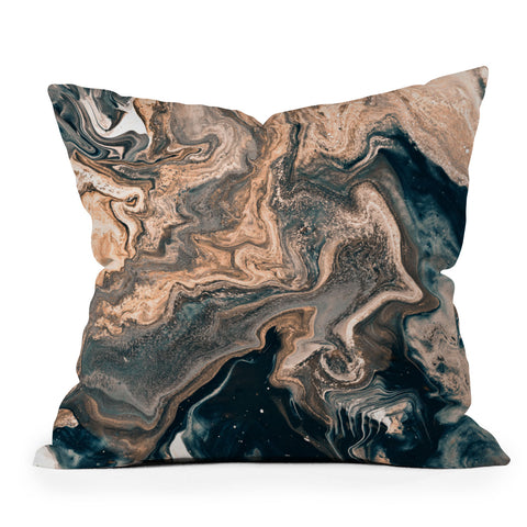 Iris Lehnhardt marble copper and blue Outdoor Throw Pillow