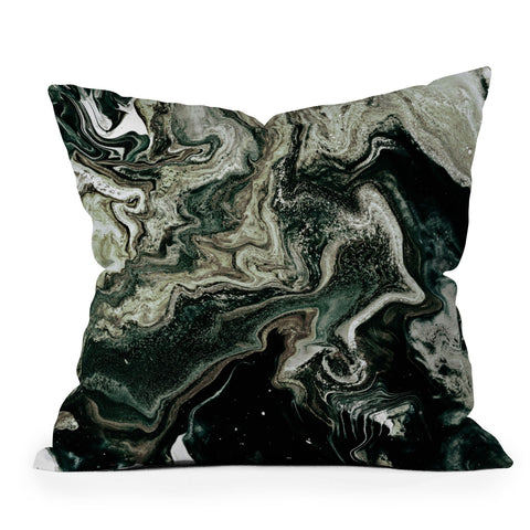 Iris Lehnhardt marble organic greens Outdoor Throw Pillow