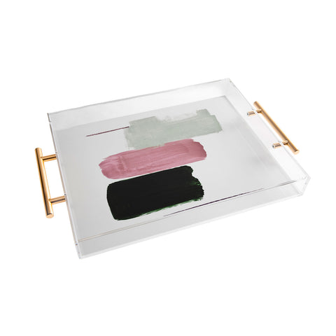 Iris Lehnhardt minimalism pink between greens Acrylic Tray