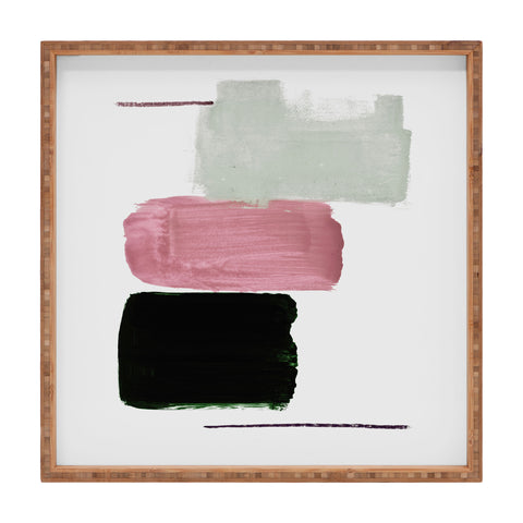 Iris Lehnhardt minimalism pink between greens Square Tray