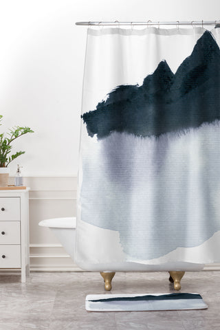 Iris Lehnhardt mountainscape minimal Shower Curtain And Mat